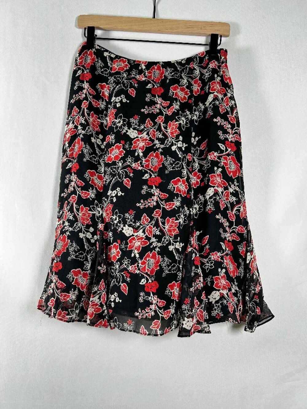 Y2K INC International Concepts Silk Floral Flounce Midi Skirt